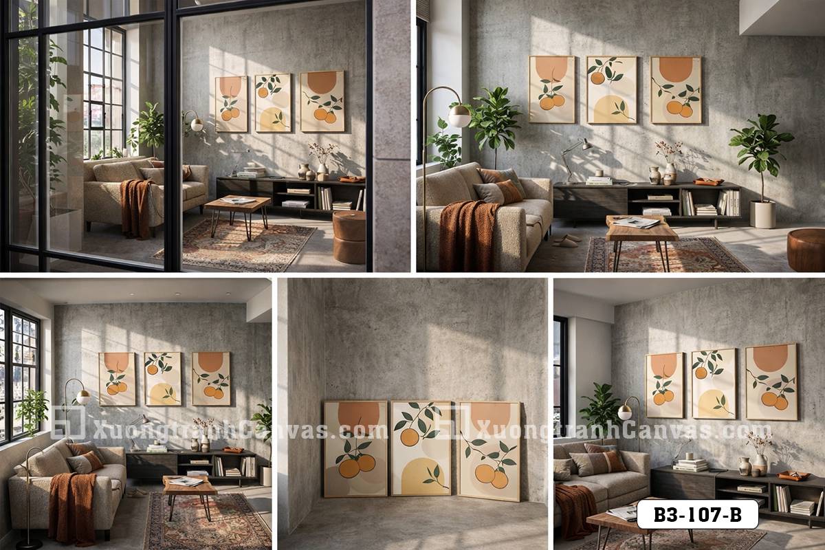 Tranh Canvas Tĩnh Vật Trái Cam Phong Cách Mid-Century Boho