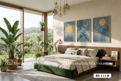 B3 111 B Tranh Canvas Nghệ Thuật Trừu Tượng Tông Xanh Blue Moon Hiện Đại m1