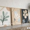 B3 114 B Tranh Canvas Nghệ Thuật Trừu Tượng Hoa Lá Tối Giản Tông Màu Pastel Modern m1