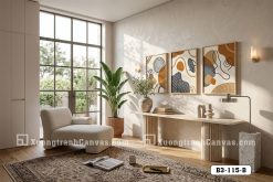 B3 115 B Tranh Canvas Nghệ Thuật Trừu Tượng Tông Cam Đất Và Xanh Dương m6