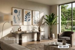 B3 124 D Tranh Canvas Lá Cây Trừu Tượng Tông Xanh Dương Teal Hiện Đại m1