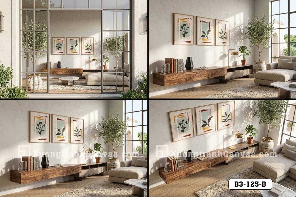 Tranh Canvas Nghệ Thuật Trừu Tượng Thực Vật Đa Sắc Hiện Đại