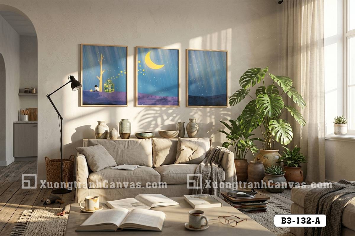 B3 132 A Tranh Canvas Nghệ Thuật Cậu Bé Ngắm Trăng Sao Mộng Mơ m7 B3 132 A Tranh Canvas Nghệ Thuật Cậu Bé Ngắm Trăng Sao Mộng Mơ m7