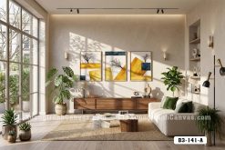 B3 141 A Tranh Canvas Trừu Tượng Cây Cô Độc Tông Vàng Kim Sang Trọng Hiện Đại m2