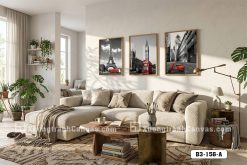 B3 156 A Tranh Canvas Phố Châu Âu Đen Trắng Điểm Đỏ Cổ Điển Sang Trọng m7