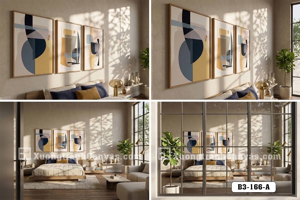 Tranh Canvas Nghệ Thuật Trừu Tượng Hình Học Màu Sắc Tinh Tế