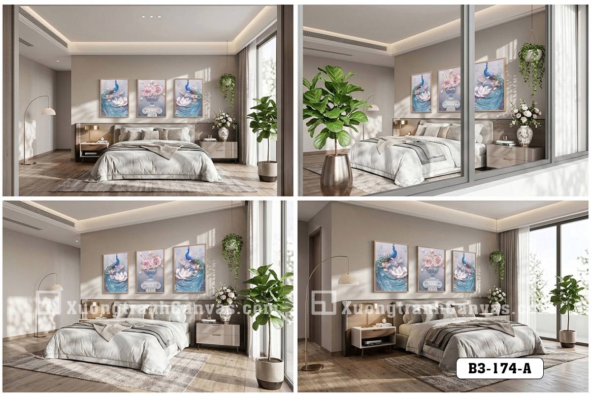 Tranh Canvas Chim Công Và Hoa Hồng 3D Sang Trọng Qúy Phái