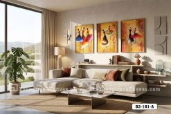 B3 181 A Tranh Canvas Vũ Điệu Nghệ Thuật Tông Vàng Rực Rỡ Hiện Đại m1