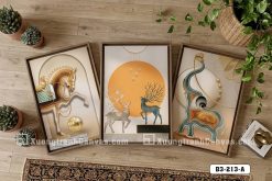 B3 213 A Tranh Canvas Nghệ Thuật Linh Vật Trừu Tượng Tông Vàng Kem Luxury Đương Đại m5