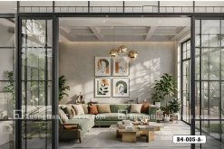 B4 005 A Tranh Canvas Trừu Tượng Boho Tông Xanh Cam Đất Hiện Đại m6