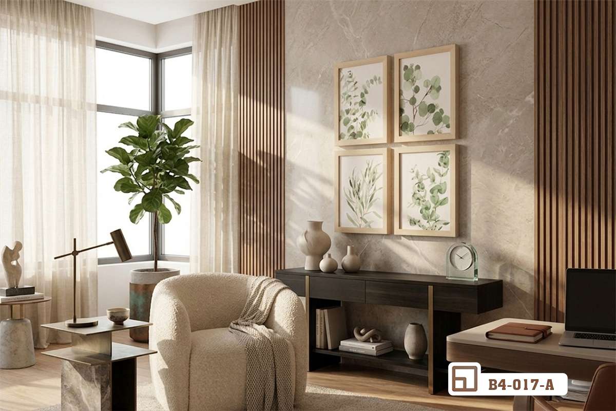 Tranh lá bạch đàn xanh - Bản giao hưởng xanh mát ướp hương nghệ thuật vào căn phòng B4 017 A m5 tranh la bach dan sang trong goc lam viec phong khach