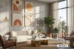B4 018 A Tranh Canvas Boho Sun Nghệ Thuật Tối Giản Tông Cam Đất Terracotta m2