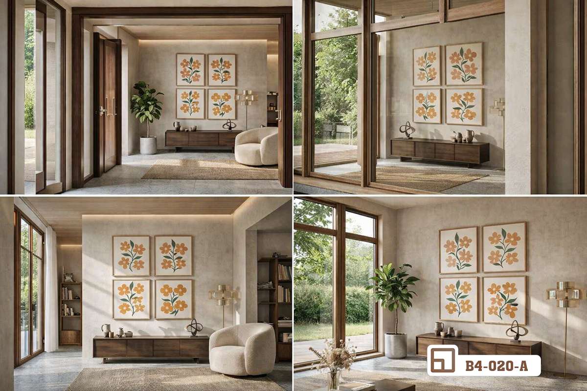 Tranh hoa lá tối giản - Đánh thức nguồn năng lượng tích cực cho không gian sống B4 020 A m4 tranh hoa la toi gian phong ngu master goc nhin da chieu