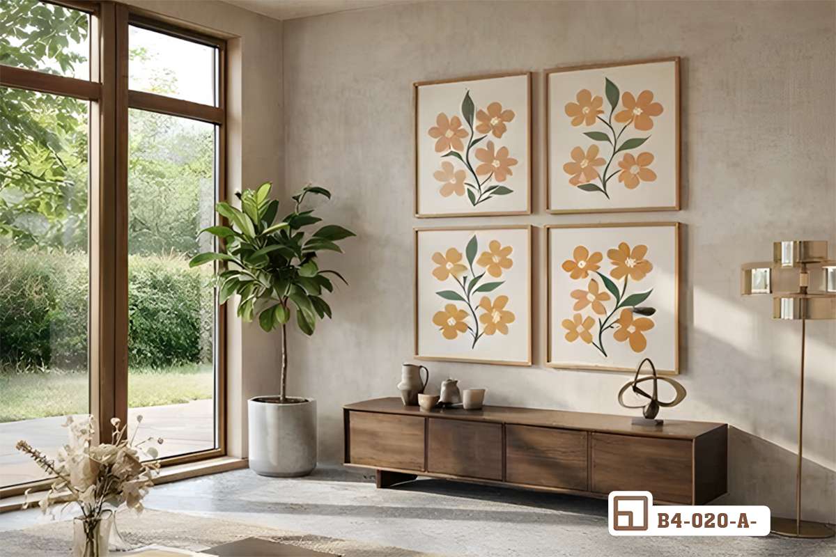 Tranh hoa lá tối giản - Đánh thức nguồn năng lượng tích cực cho không gian sống B4 020 A m7 tranh hoa la toi gian khong gian lam viec tran cam hung