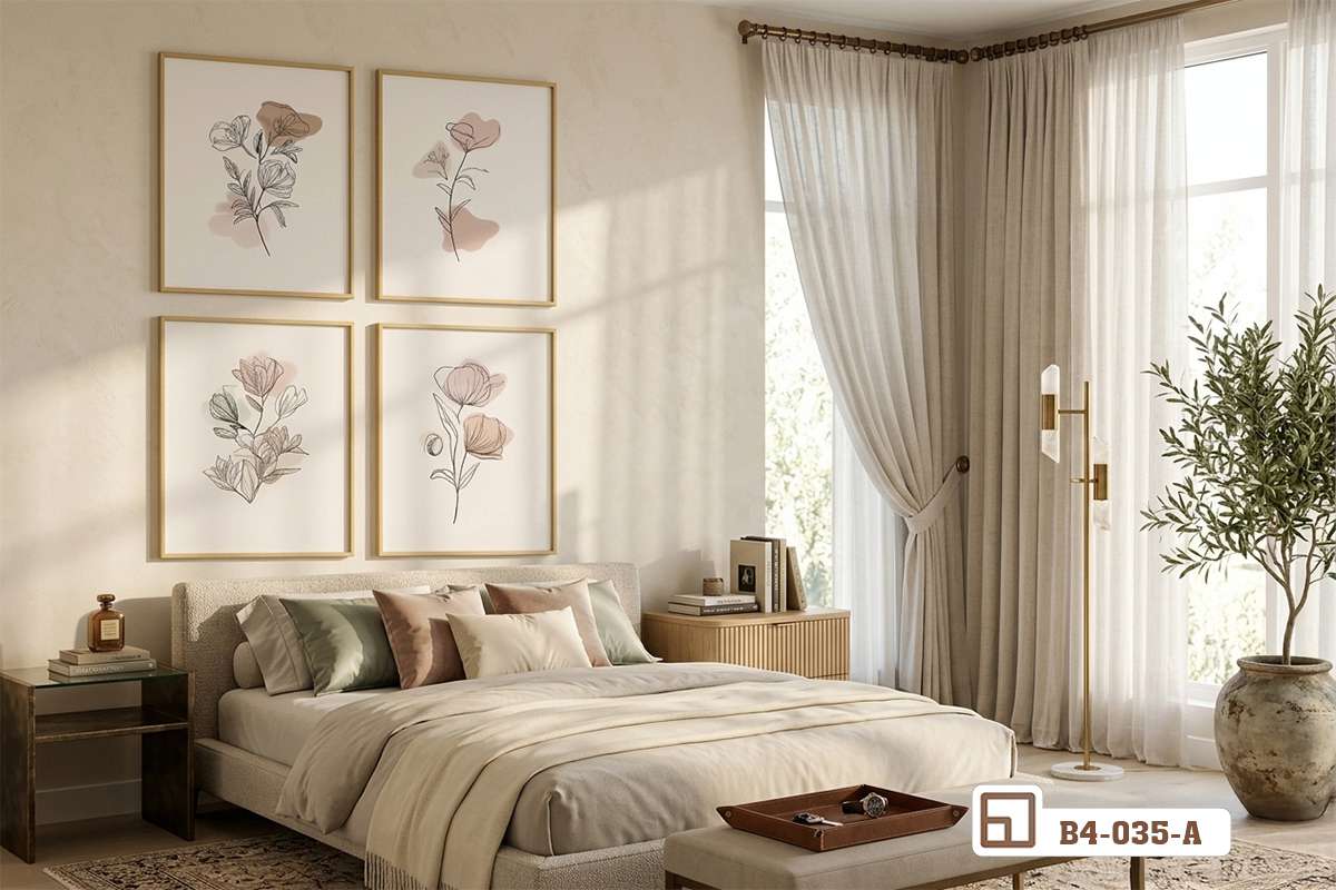 tranh hoa lá nghệ thuật treo tường đầu giường phòng ngủ sang trọng bộ tranh hoa lá nghệ thuật trang trí đầu giường phòng ngủ ấm cúng