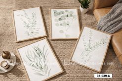 Tranh Canvas Lá Cây Xanh Tông Màu Trung Tính Phong Cách Bắc Âu Mã-B4-039-A B4 039 A Tranh Canvas Lá Cây Xanh Tông Màu Trung Tính Phong Cách Bắc Âu m5