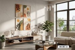 B4 051 A Tranh Canvas Trừu Tượng Lá Cây Hiện Đại Phối Màu Terracotta m2