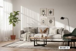 B4 081 A Tranh Canvas Hình Học Tối Giản Tông Đen Kem Phong Cách Wabi Sabi m1