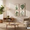 B4 088 A Tranh Canvas Cây Xanh Nhiệt Đới Tông Trắng Sáng Hiện Đại Sang Trọng m1