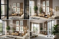 B4 108 A Tranh Canvas Thực Vật Xanh Mát Nền Trắng Tối Giản Hiện Đại m4