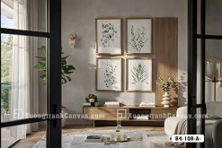 B4 108 A Tranh Canvas Thực Vật Xanh Mát Nền Trắng Tối Giản Hiện Đại m6