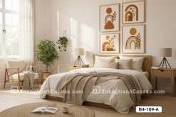 B4 109 A Tranh Canvas Boho Trừu Tượng Tông Cam Nâu m1