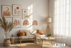 B4 125 A Tranh Canvas Boho Cầu Vồng Và Thiên Nhiên Tông Màu Đất m1