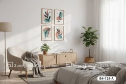 B4 128 A Tranh Canvas Lá Cây Trừu Tượng Tông Pastel m1