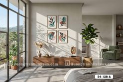 B4 128 A Tranh Canvas Lá Cây Trừu Tượng Tông Pastel m2