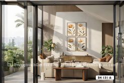 Tranh Canvas Hoa Sen Tone Cam Đất Sang Trọng Hiện Đại Mã-B4-131-A B4 131 A Tranh Canvas Hoa Sen Tone Cam Đất Sang Trọng Hiện Đại m6