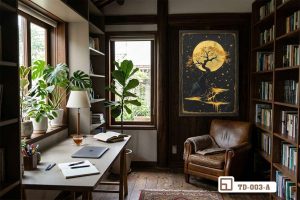 TD 003 A m1 tranh cay phong thuy dat vang treo tuong phong lam viec sang trong xuongtranhcanvas