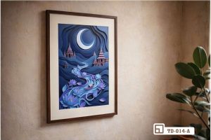 Tranh hoa sen đêm trăng - Đánh thức vẻ đẹp thiền định đầy huyền ảo cho căn phòng TD 014 A m7 tranh hoa sen dem trang kho lon treo tuong diem xuyet khong gian sang trong xuongtranhcanvas
