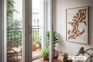 Tranh đắp nổi Wabi Sabi - Khai mở không gian thiền tịnh tĩnh lặng và tinh tế TD 016 A m6 tranh dap noi wabi sabi tinh te goc view cua so sang xuongtranhcanvas