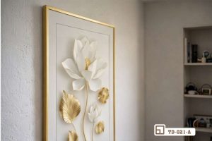 Tranh hoa sen - Biểu tượng thanh cao nâng tầm vẻ đẹp phòng khách TD 021 A m7 tranh hoa sen khac noi treo tuong goc doc sach sang trong xuongtranhcanvas