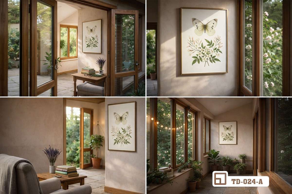 bố cục tổng hợp tranh thực vật cổ điển trong không gian nhà kính Tổng hợp các góc nhìn phối cảnh chi tiết của bộ tranh thực vật cổ điển trong không gian nhà kính ngập sáng