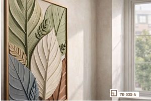 Tranh chiếc lá nổi - Biến mảng tường thành tác phẩm điêu khắc TD 032 A m7 tranh chiec la kho lon goc nghieng nghe thuat cao cap xuongtranhcanvas