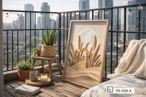 Tranh khắc họa bông lúa - Đắp nổi tinh xảo ấm áp mảng tường TD 038 A m3 tranh khac hoa bong lua cao cap mang tai loc phong khach xuongtranhcanvas