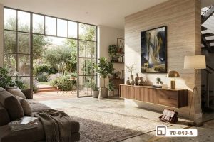 Tranh hươu vàng đài các - Khái niệm thác nước trừu tượng đầy quyến rũ TD 040 A m5 tranh huou vang dai cac khong gian mo biet thu xuongtranhcanvas