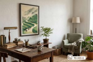 TD 044 A m1 tranh ruong bac thang phong canh thien nhien xanh mat goc lam viec xuongtranhcanvas