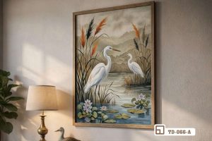 Tranh chim hạc đầm sen - Thức tỉnh bình yên cho không gian sống TD 066 A m7 tranh chim hac dam sen kho lon goc nhin can canh sac net xuongtranhcanvas