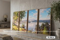 TQ 002 B Tranh Canvas Cánh Rừng Bạch Dương Bên Sông Nghệ Thuật Decor Bắc Âu m1