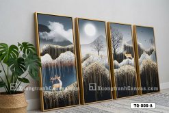 TQ 006 A Tranh Canvas Trừu Tượng Hươu Vàng Dưới Ánh Trăng Sang Trọng Hiện Đại m1