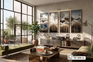Tranh nai vàng ánh kim - Tuyệt đỉnh xa hoa làm bừng sáng mọi góc nhìn nghệ thuật TQ 006 A m2 tranh nai vang anh kim treo tuong phong khach lon phong cach hien dai thuong luu xuongtranhcanvas