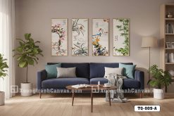 Tranh Canvas Tứ Quý Họa Tiết Hoa Cỏ Chim Muông Tông Màu Thanh Khiết Mã-TQ-009-A TQ 009 A Tranh Canvas Tứ Quý Họa Tiết Hoa Cỏ Chim Muông Tông Màu Thanh Khiết m4