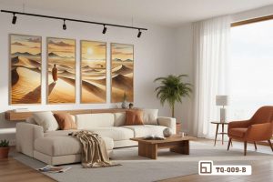 Lạc vào thế giới huyền ảo - Tranh bộ sa mạc cho ngôi nhà TQ 009 B m2 tranh bo sa mac phong cach toi gian trang tri khong gian sofa phong khach xuongtranhcanvas