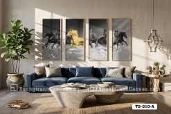 TQ 010 A Tranh Canvas Mã Đáo Thành Công Hiện Đại Bát Mã Phi Nước Đại Sang Trọng m4
