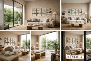 Đắm mình trong vẻ đẹp sơn thủy - Bộ tranh bộ sơn thủy ấn tượng TQ 011 A m5 tranh bo son thuy sang trong diem nhan phong khach xuongtranhcanvas