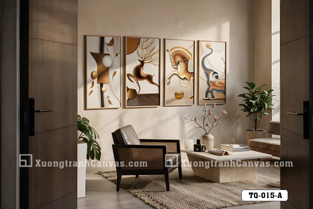 TQ 015 A Tranh Canvas Trừu Tượng Linh Vật Vàng Tông Cam Beige Sang Trọng m7 TQ 015 A Tranh Canvas Trừu Tượng Linh Vật Vàng Tông Cam Beige Sang Trọng m7