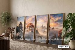 Tranh Canvas Bồng Lai Tiên Cảnh Núi Non Mây Ngàn Tông Vàng Kim Mã-TQ-019-B TQ 019 B Tranh Canvas Bồng Lai Tiên Cảnh Núi Non Mây Ngàn Tông Vàng Kim m3