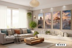 Tranh Canvas Bồng Lai Tiên Cảnh Núi Non Mây Ngàn Tông Vàng Kim Mã-TQ-019-B TQ 019 B Tranh Canvas Bồng Lai Tiên Cảnh Núi Non Mây Ngàn Tông Vàng Kim m4